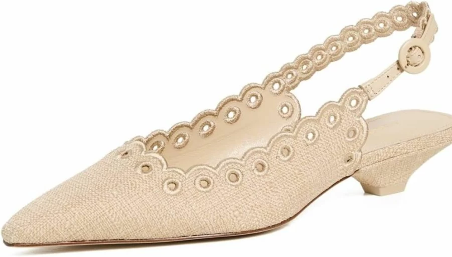 Larroude Women's Florence Embroidered Pumps - Elegant Floral Detail Dress Shoes