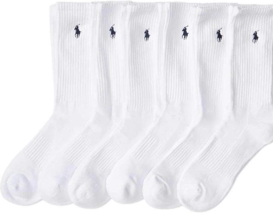 POLO RALPH LAUREN Men's Athletic Cotton Crew Socks 6-Pack - Classic Sport Cushioned Comfort for Everyday Wear
