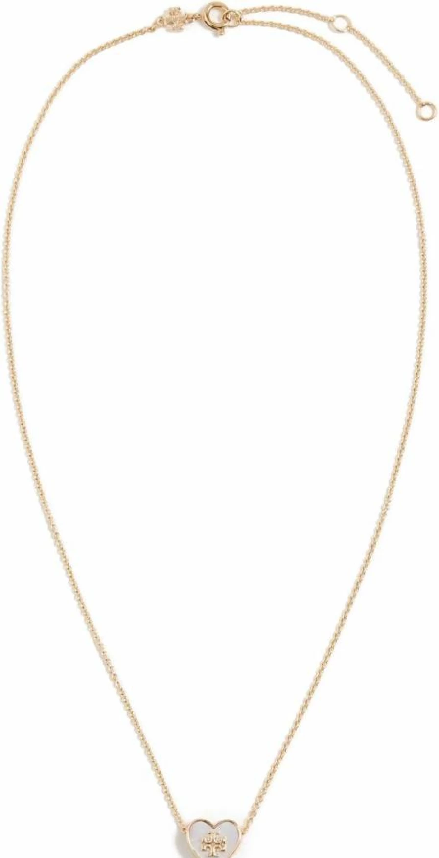 Tory Burch Kira Heart Pendant Necklace for Women - Elegant Gold-Tone Chain with Heart Charm