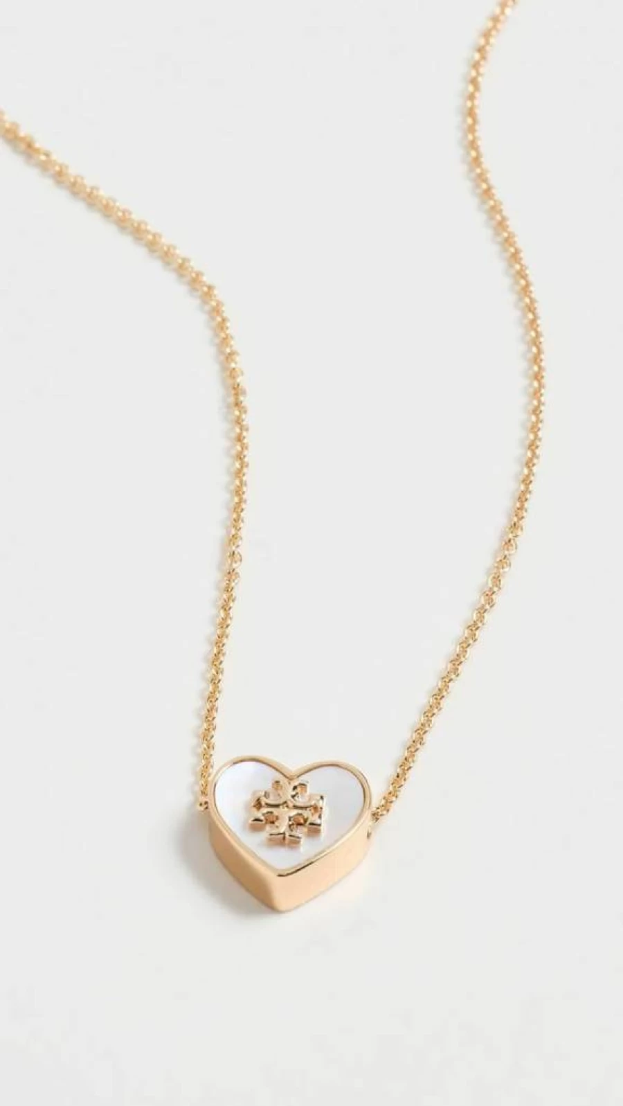 Tory Burch Kira Heart Pendant Necklace for Women - Elegant Gold-Tone Chain with Heart Charm