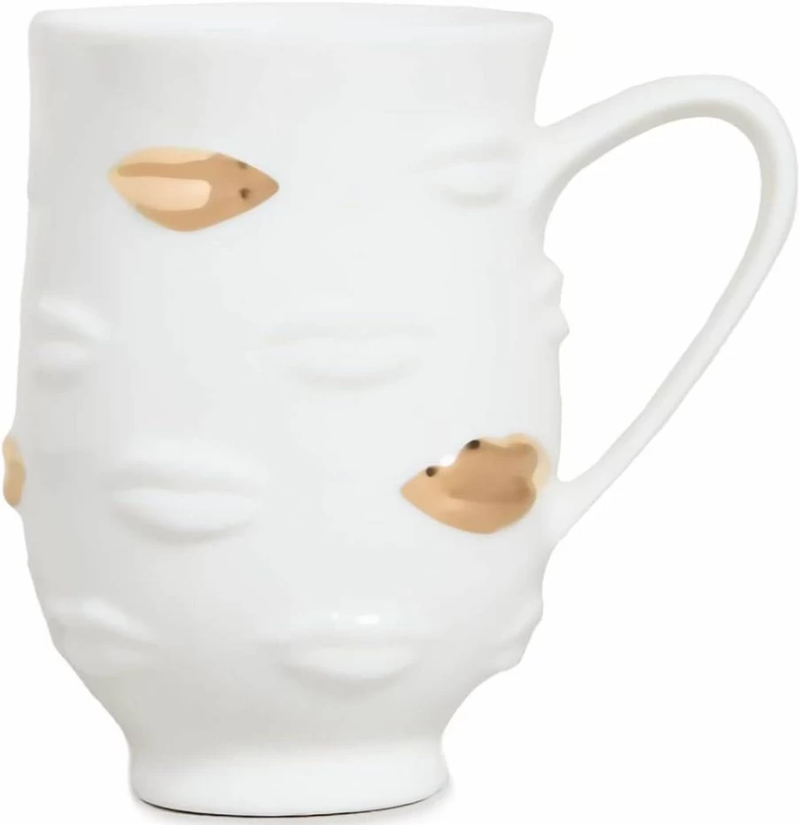 Jonathan Adler Gilded Muse Gala Mug - Women's Ceramic Coffee Cup with Gold Accents