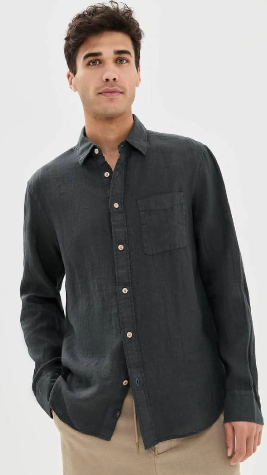 Faherty Men's Laguna Linen Shirt - Lightweight Breathable Summer Casual Button-Up