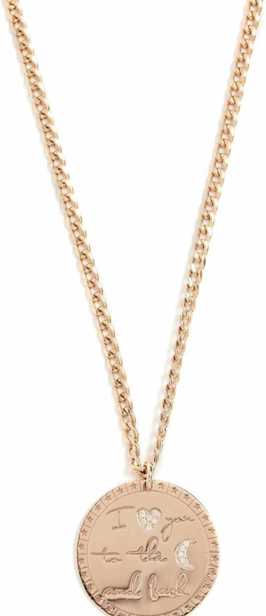 ZOE CHICCO 14K Gold "I Love You To The Moon & Back" Curb Chain Necklace for Women