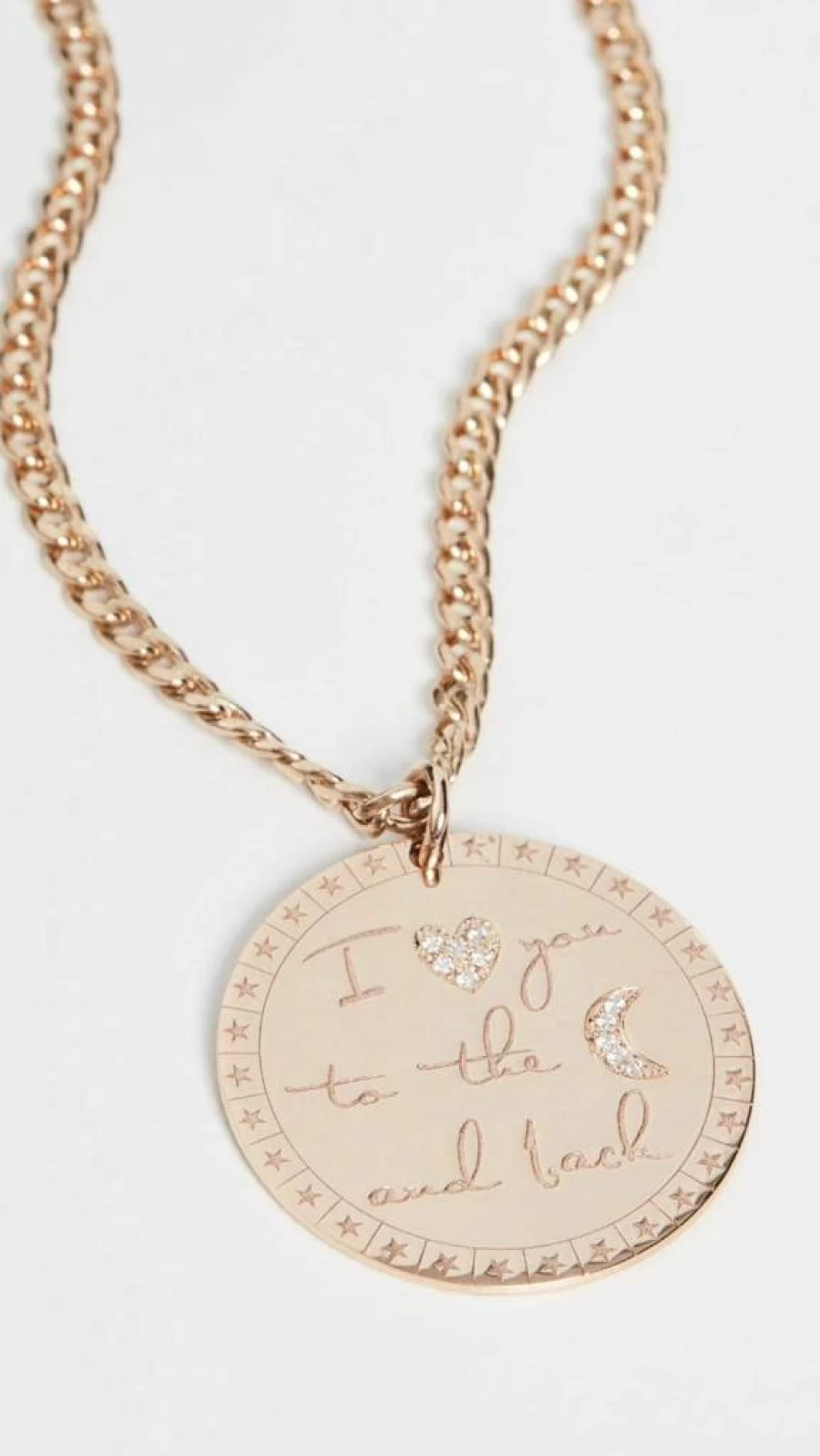ZOE CHICCO 14K Gold "I Love You To The Moon & Back" Curb Chain Necklace for Women