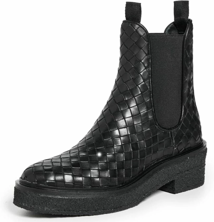 Loeffler Randall Raquel Black Chelsea Boots for Women - Comfortable Crepe Sole, US Size 5 Medium