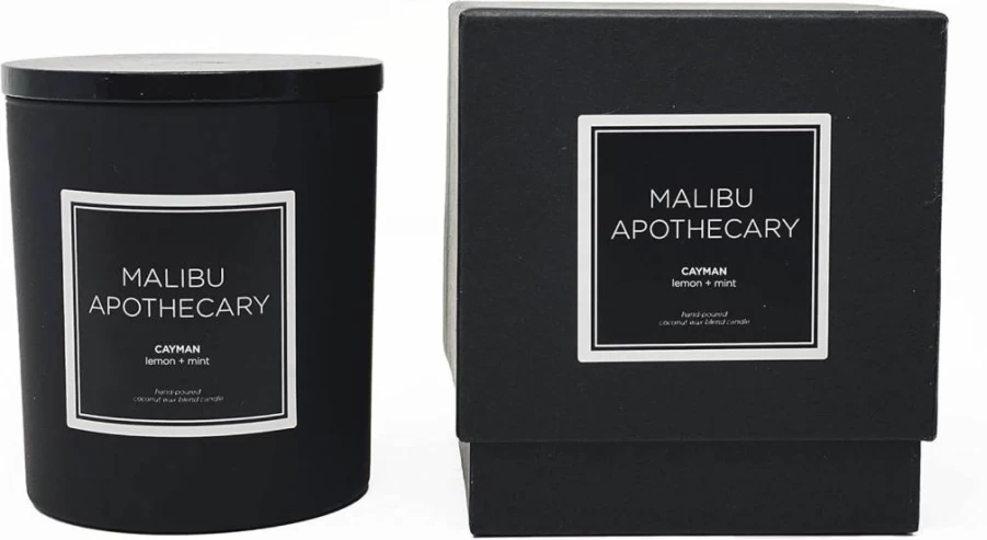 Malibu Apothecary Matte Black Candle - Cayman Scented Soy Wax for Home Aromatherapy & Relaxation