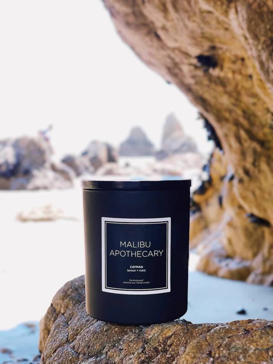 Malibu Apothecary Matte Black Candle - Cayman Scented Soy Wax for Home Aromatherapy & Relaxation