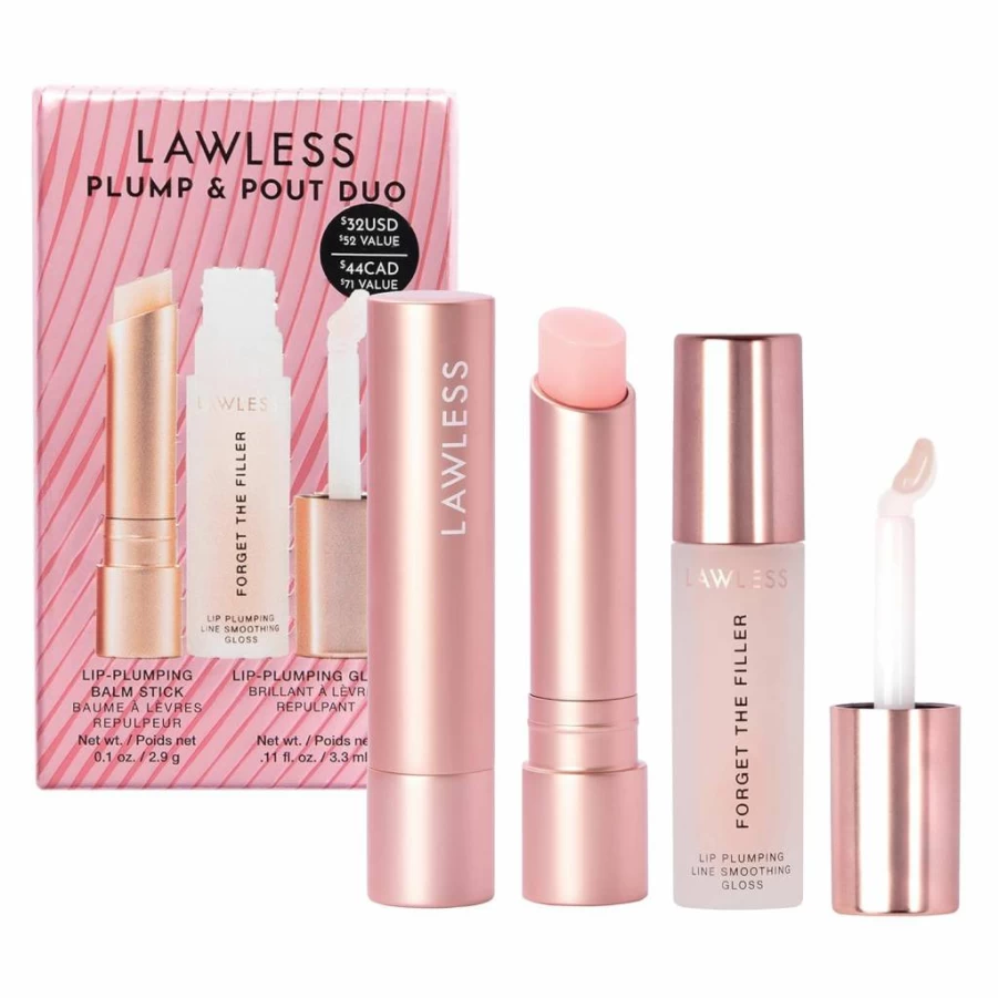 Lawless Plump + Pout Duo: Volumizing Lip Gloss & Tinted Balm for Hydrated, Fuller Lips – Natural Plumping Formula, 0.21 Oz