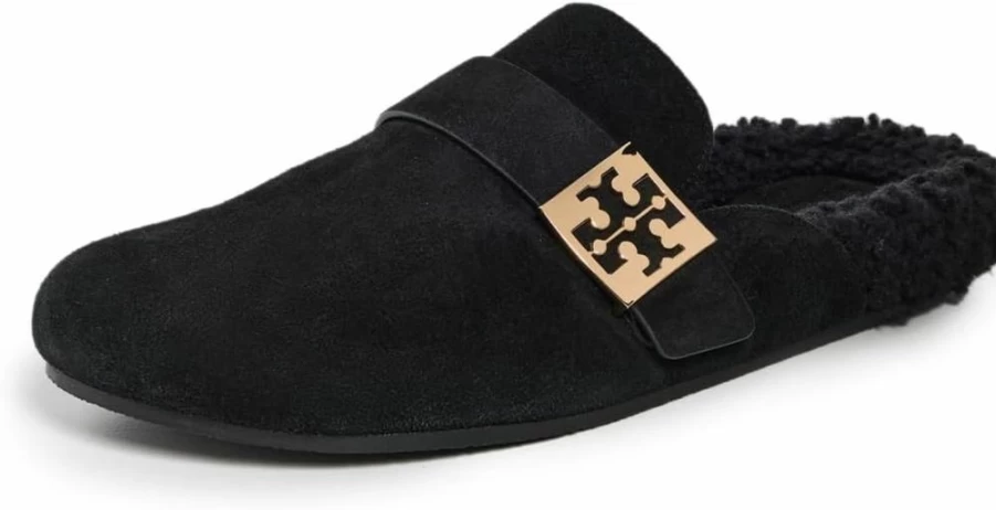 Tory Burch Women's Mellow Shearling Slip-On Mules - Cozy Fleece Lined House Shoes for Women