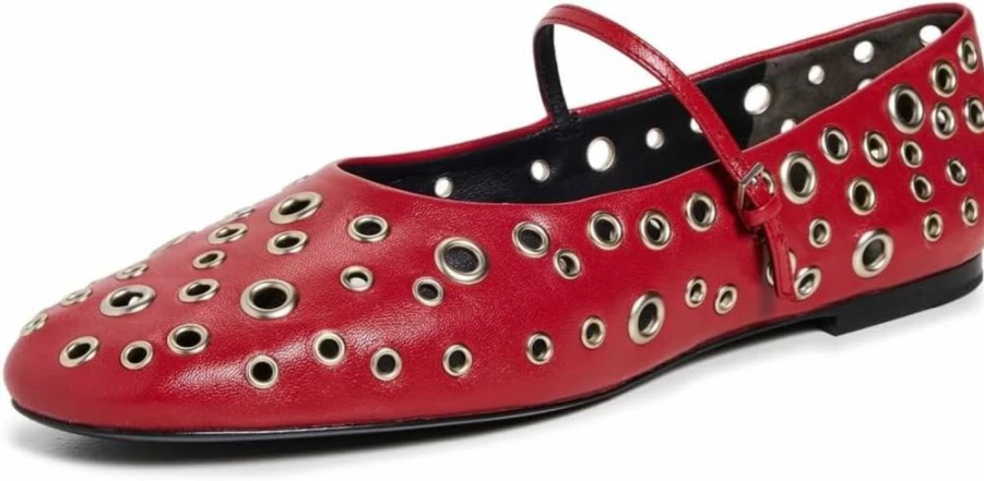 Tory Burch Women's Mary Jane Ballet Flats with Eyelet Detail - Classic Comfortable Flat Shoes for Women