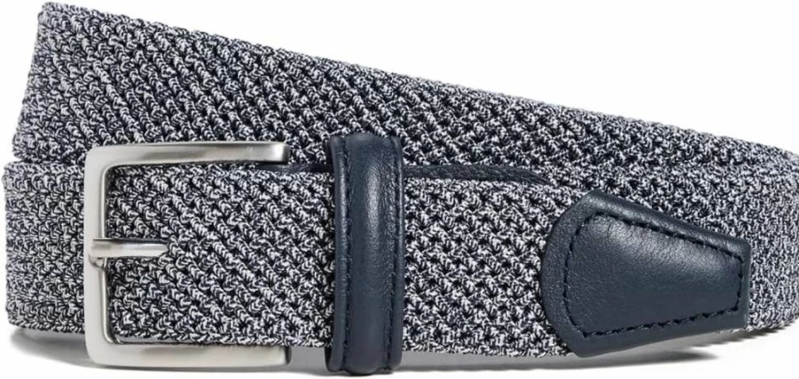 Anderson's Men's Navy Blue Nylon Woven Belt - Adjustable Tubular Design - Size 34