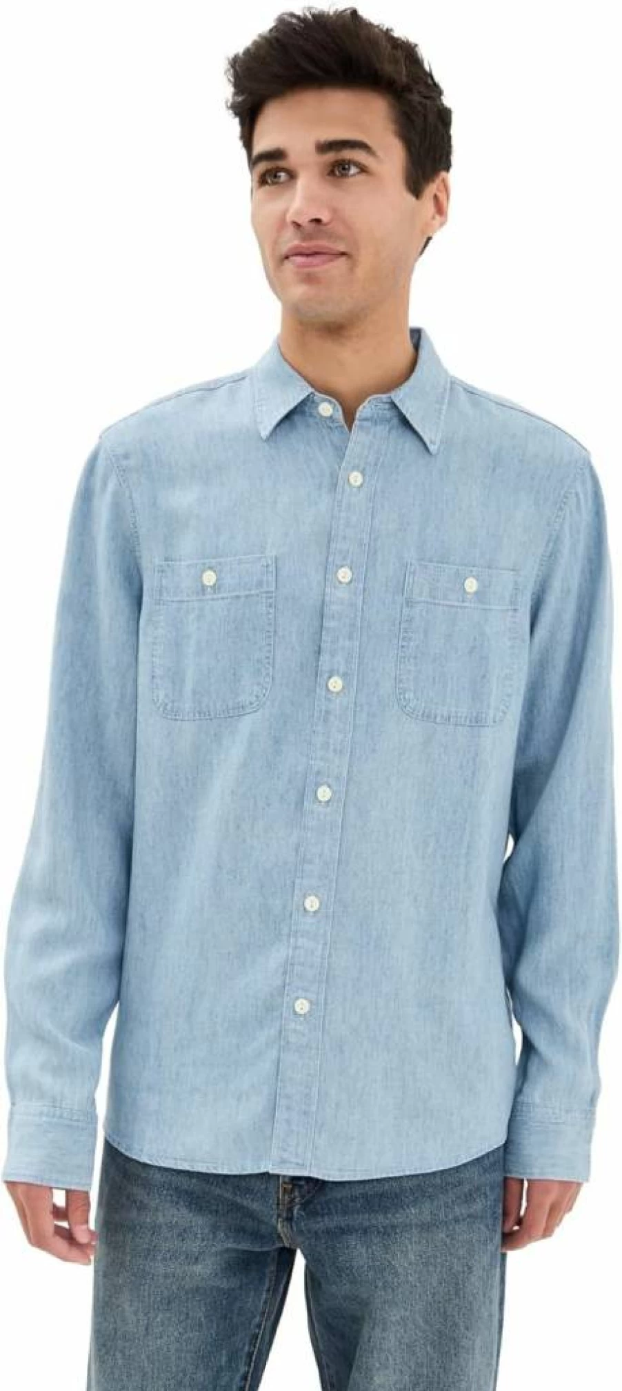 Faherty Men's Tried and True Chambray Work Shirt - Classic Casual Button-Up Shirt for Men