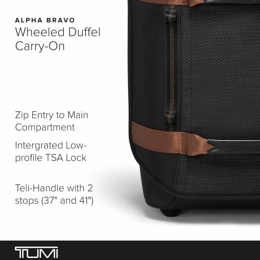 TUMI Alpha Bravo Expandable Wheeled Carry-On Duffel Bag with TSA Lock - Black Onyx - Premium Travel Luggage for Airports