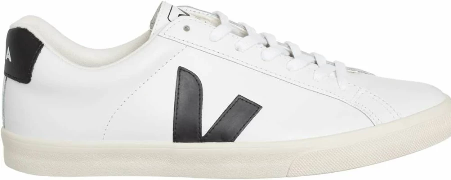 Veja Men's Esplar Leather Sneakers with Logo Detail – Sustainable White Low-Top Lace-Up Shoes