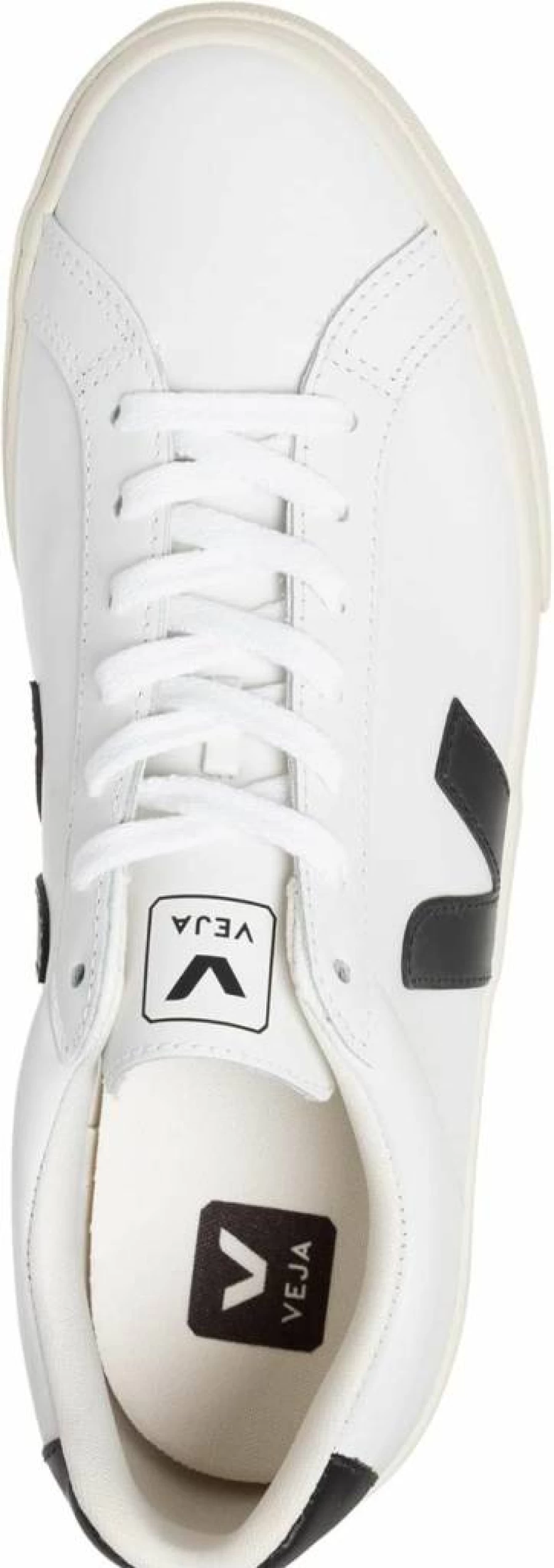 Veja Men's Esplar Leather Sneakers with Logo Detail – Sustainable White Low-Top Lace-Up Shoes
