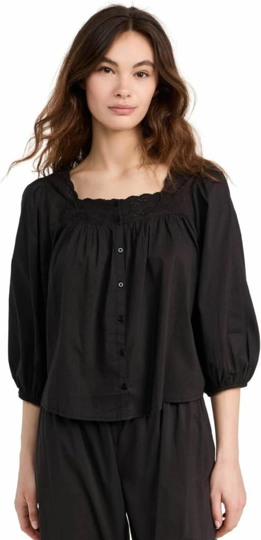 The Great Women's Eyelet Button-Down Sleep Shirt