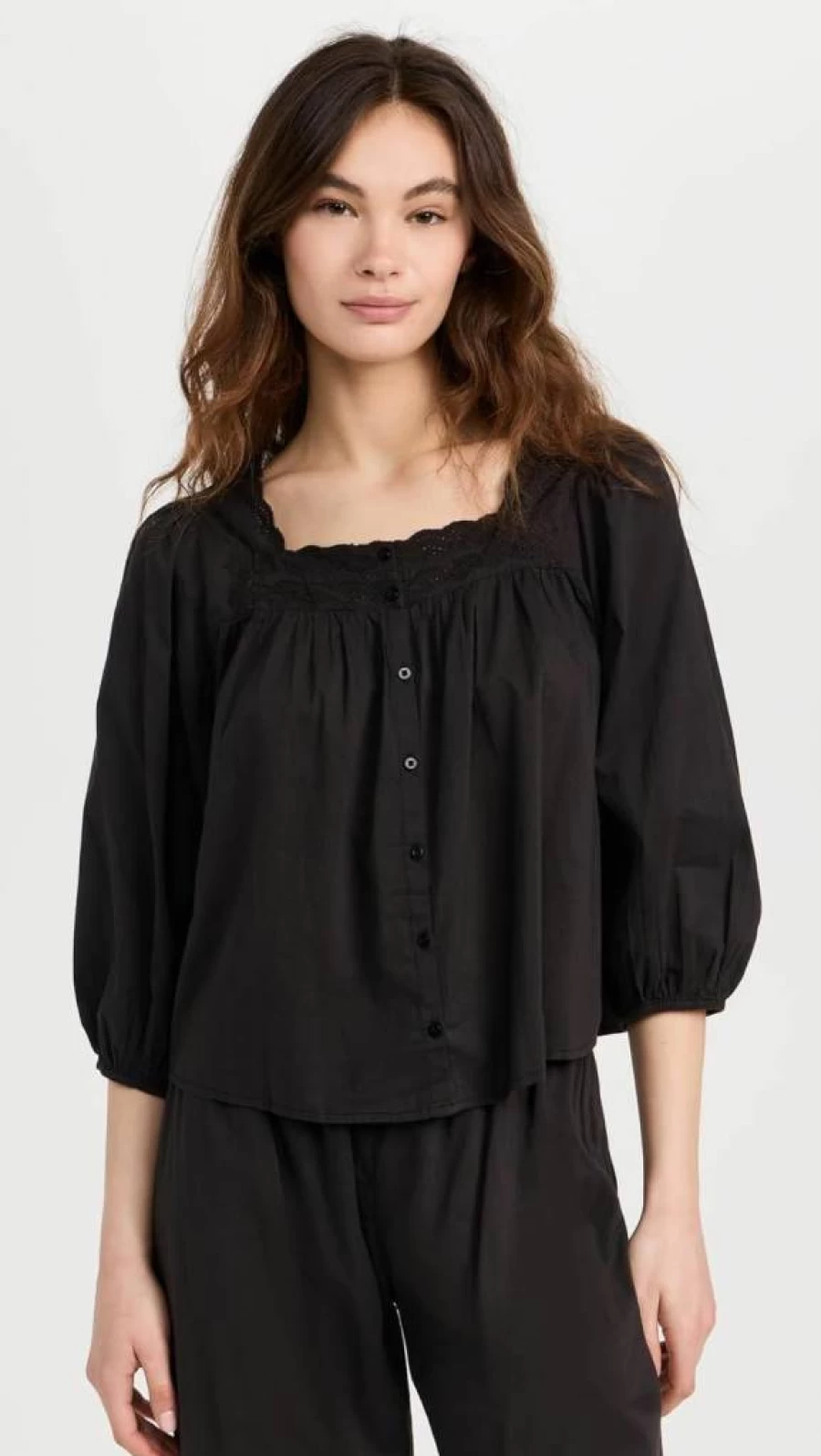 The Great Women's Eyelet Button-Down Sleep Shirt