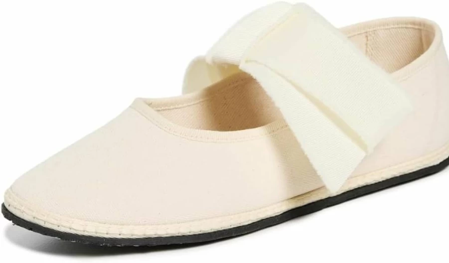 ViBi VENEZiA Women's Comfortable Cotton Mary Jane Flats with Maxi Bow - Elegant & Stylish Slip-On Shoes