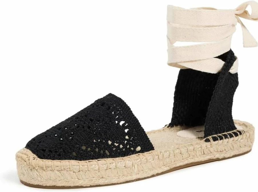 Soludos Women's Lauren Lace-Up Crochet Espadrille Flats for Summer Comfort