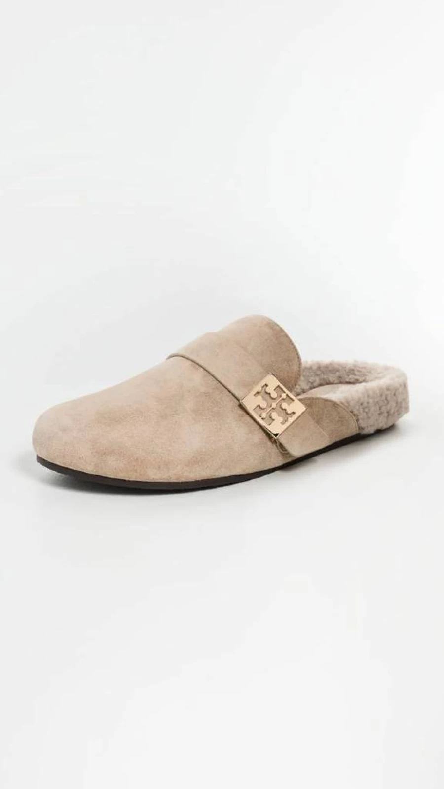Tory Burch Women's Mellow Sherpa Slippers Mules Cozy Indoor Outdoor Slide Sandals