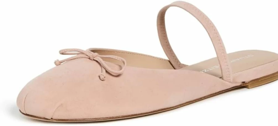 Stuart Weitzman Women's Prima Bow Ballet Flat Mules - Elegant Slip-On Loafers with Bow Detail