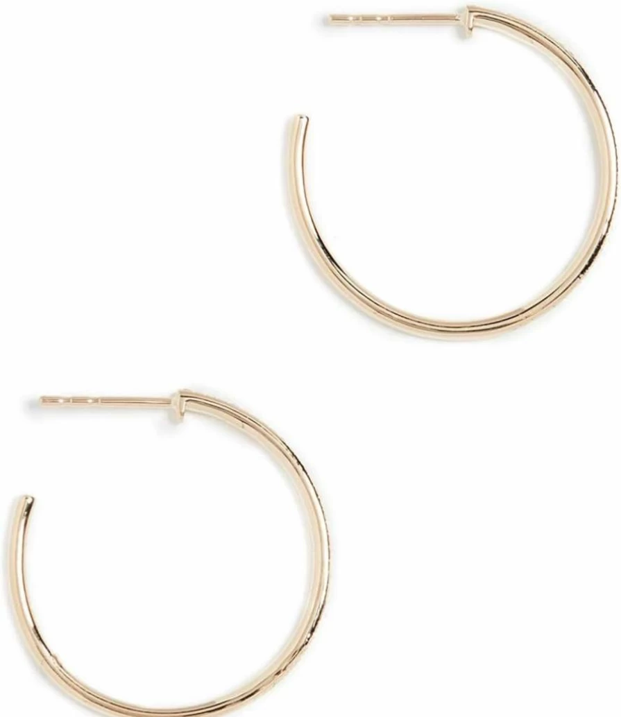 EF Collection 14K Gold Half Diamond Hoop Earrings for Women