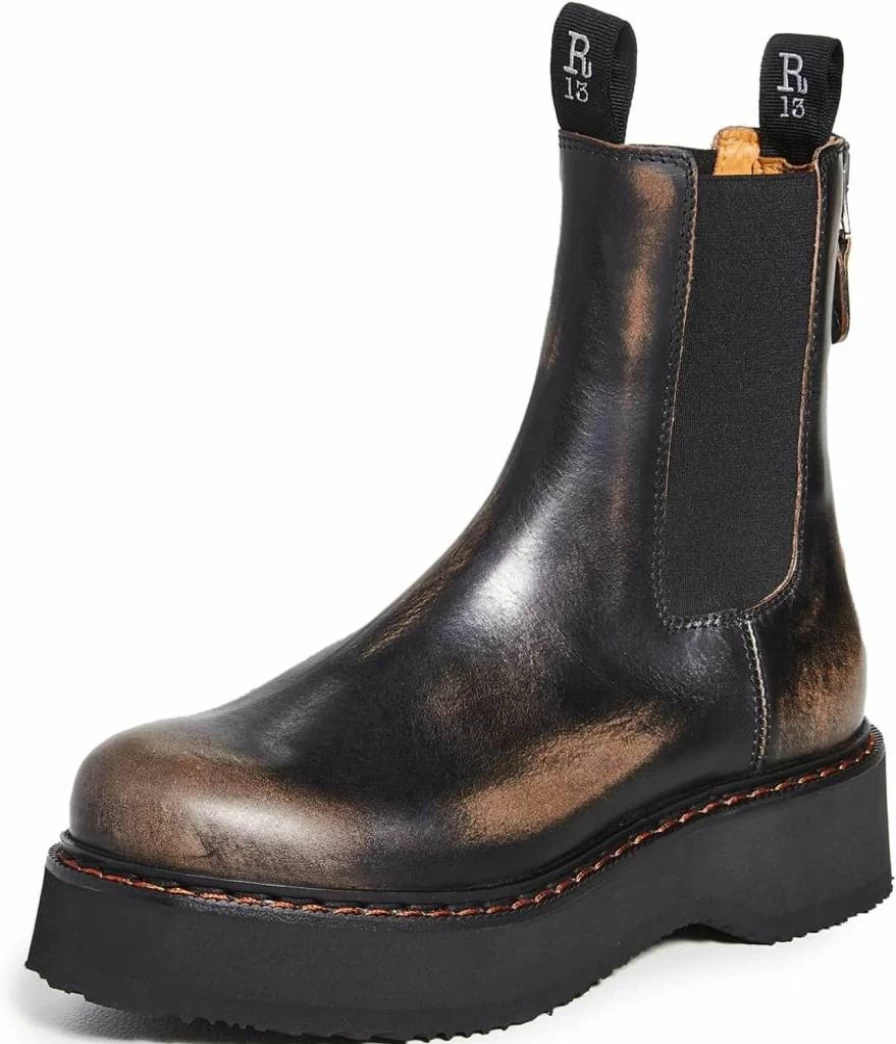 R13 Women's Chelsea Boots - Single Stack Heel Ankle Boots for Women