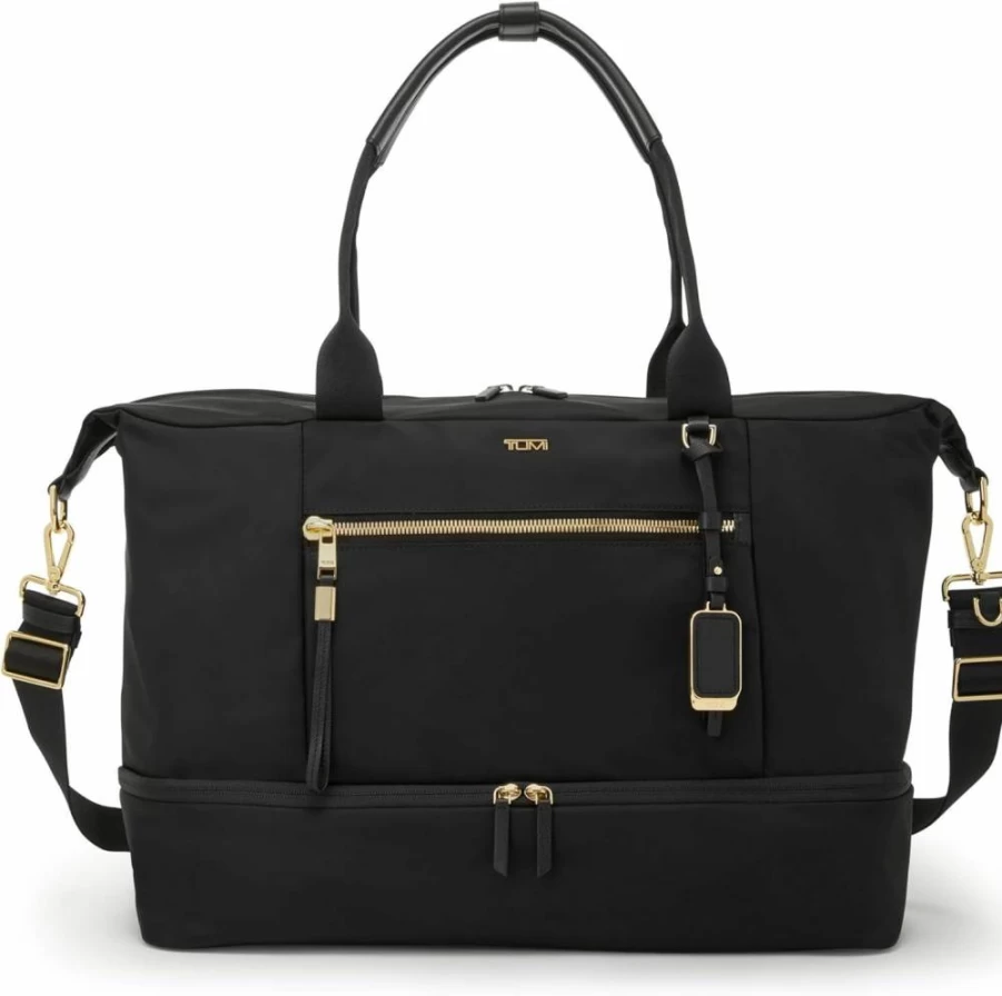 TUMI Voyageur Continental Weekender Bag for Women - 14" Laptop Compatible - Multiple Compartments & Pockets - Black with Gunmetal Hardware - Premium Travel Weekend Bag