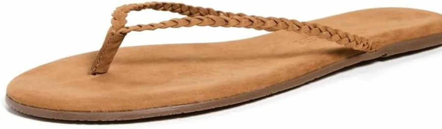 TKEES Women's Lily Braided Leather Flip Flops - Comfortable Sandals for Summer