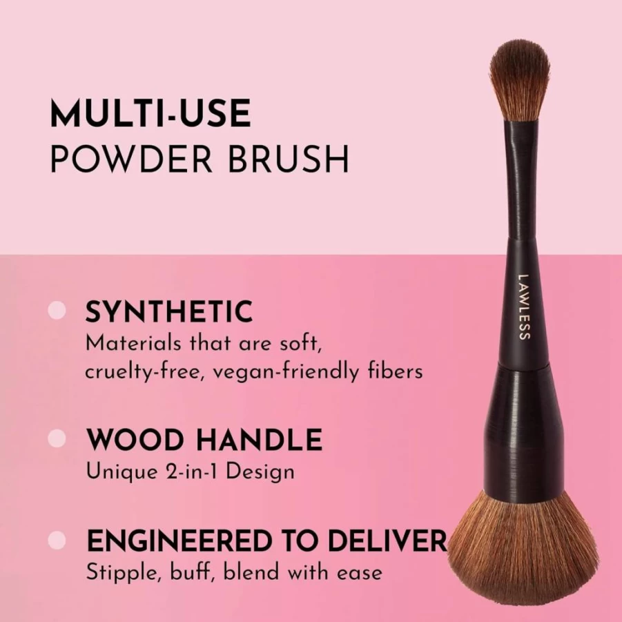 LAWLESS Dual Ended Makeup Brush - Face & Contour Powder Brush for Women, 1 Count