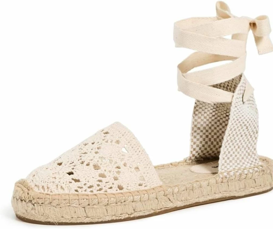 Soludos Women's Lauren Lace-Up Crochet Espadrille Flats for Summer Comfort