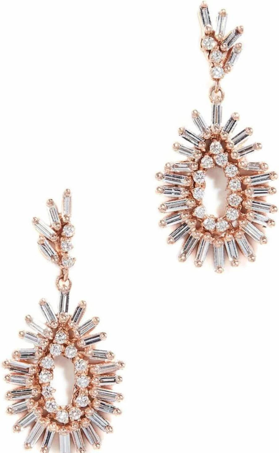 Suzanne Kalan 18K Rose Gold Mini Pear Shaped Diamond Earrings for Women