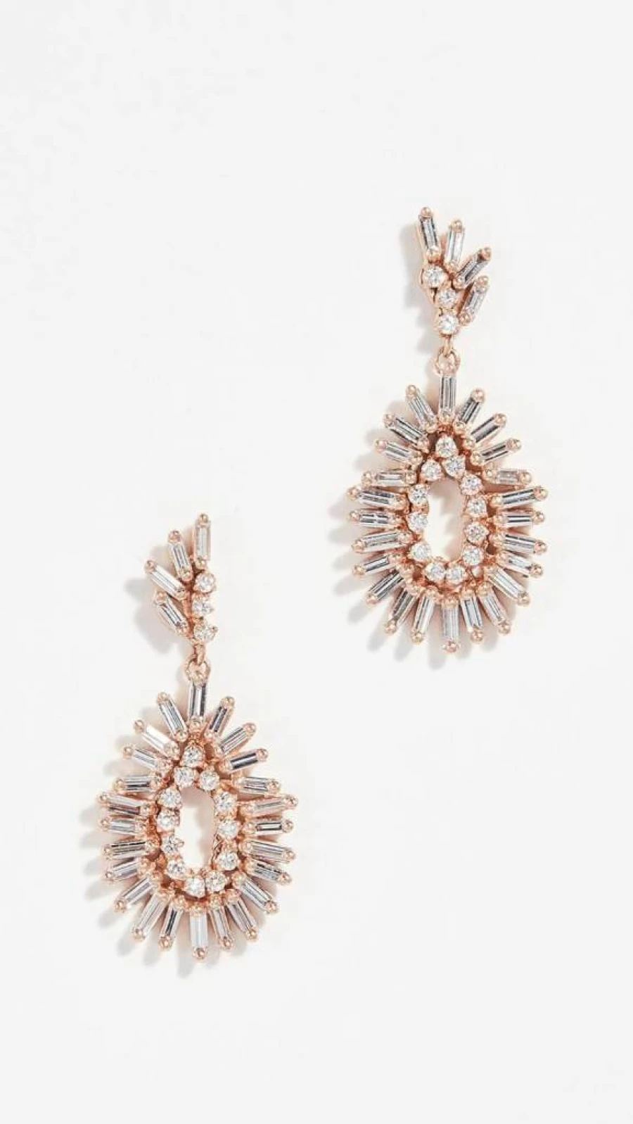 Suzanne Kalan 18K Rose Gold Mini Pear Shaped Diamond Earrings for Women