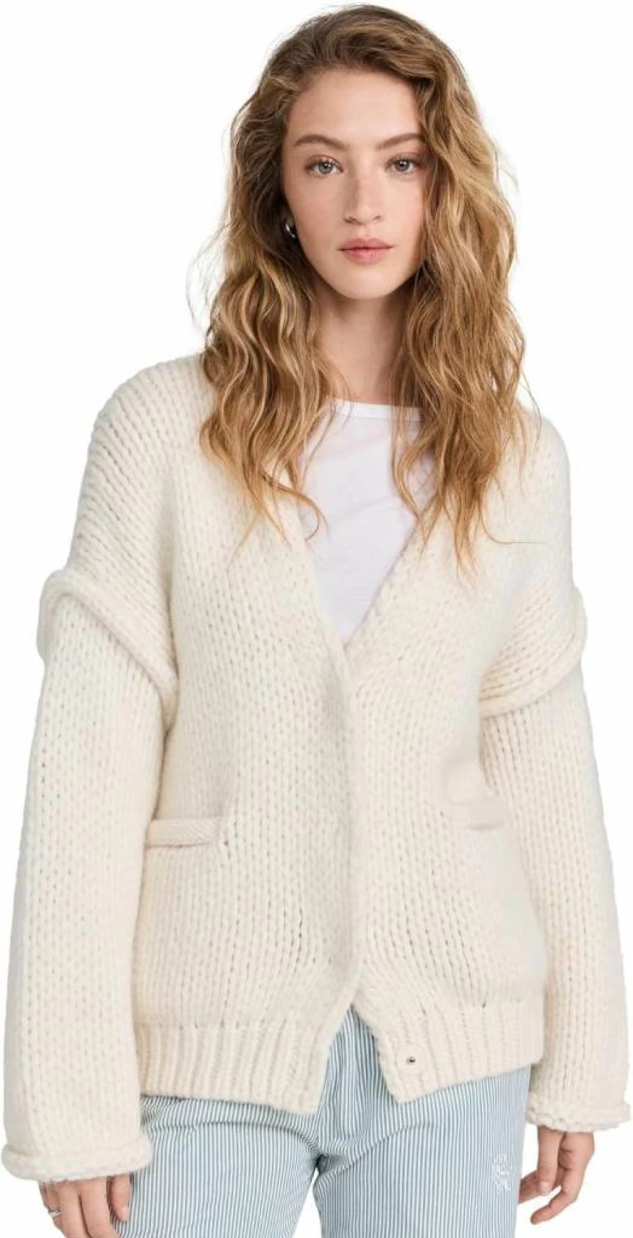 Lunya Women's Cozy Wool Whip Stitch Cardigan - Soft Long Sleeve Open Front Sweater