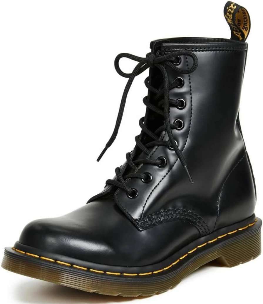 Dr. Martens 1460 Pascal 8-Eye Leather Boots for Men & Women - Classic Black Lace-Up Ankle Boots