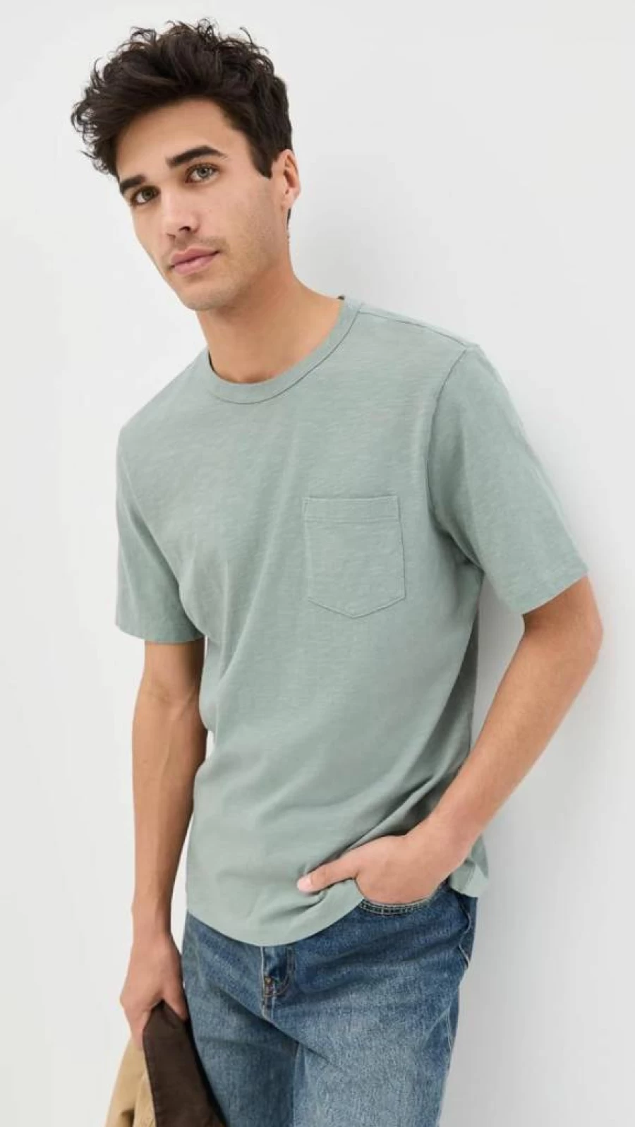 Faherty Men's Short Sleeve Pocket T-Shirt - Sunwashed Soft Cotton Casual Tee