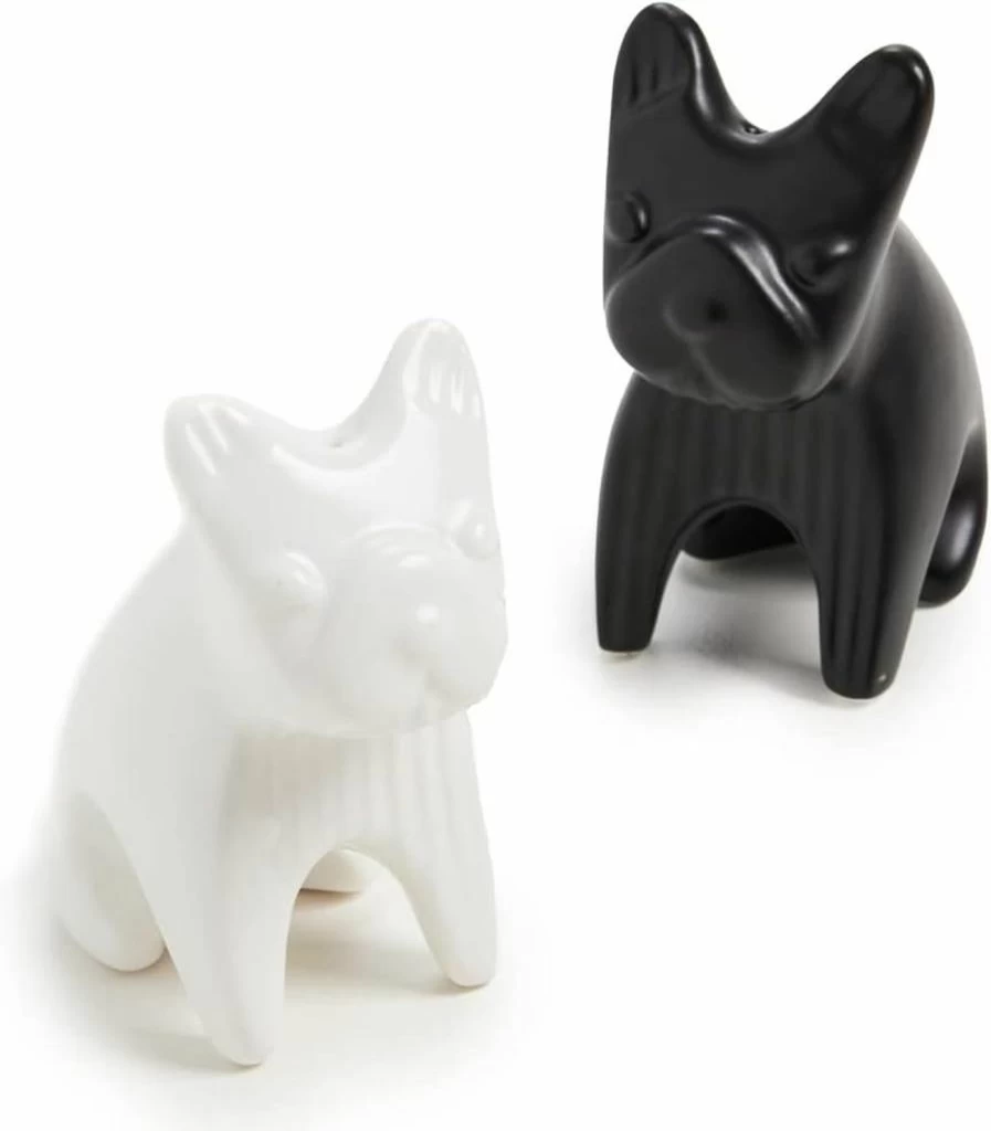 Jonathan Adler French Bulldog Salt and Pepper Shaker Set - Ceramic Animal Sculpture Kitchenware