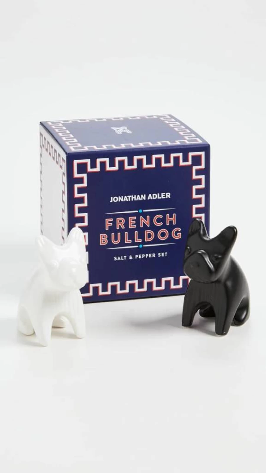 Jonathan Adler French Bulldog Salt and Pepper Shaker Set - Ceramic Animal Sculpture Kitchenware