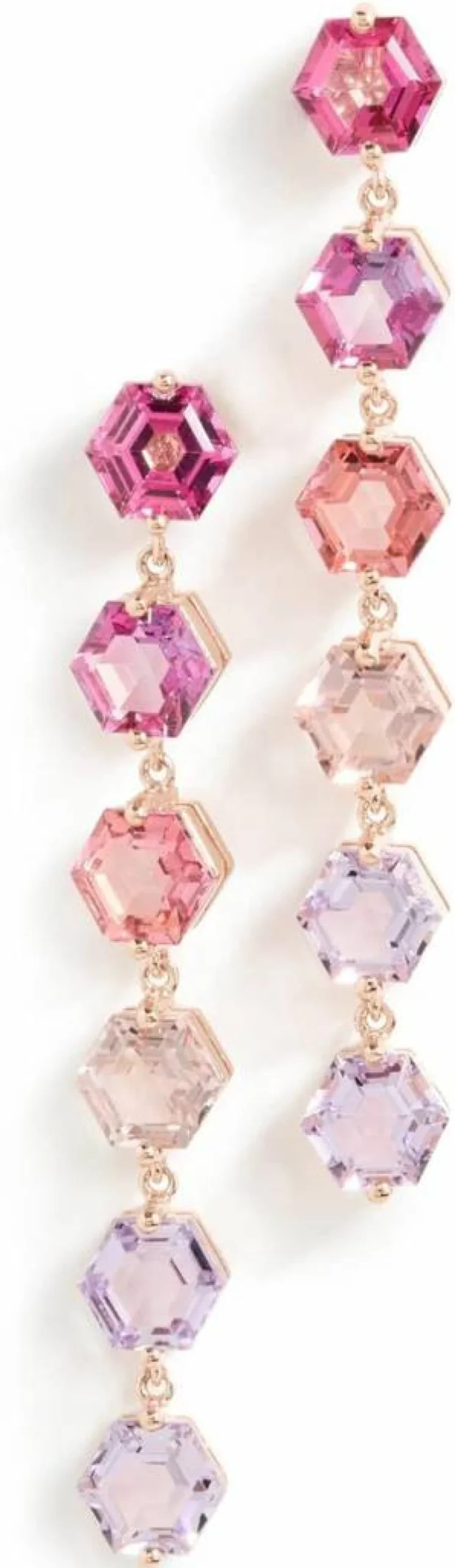 Suzanne Kalan 14K Rose Gold Pink Ombre Drop Earrings – Women's Elegant Six-Diamond Dangle Earrings