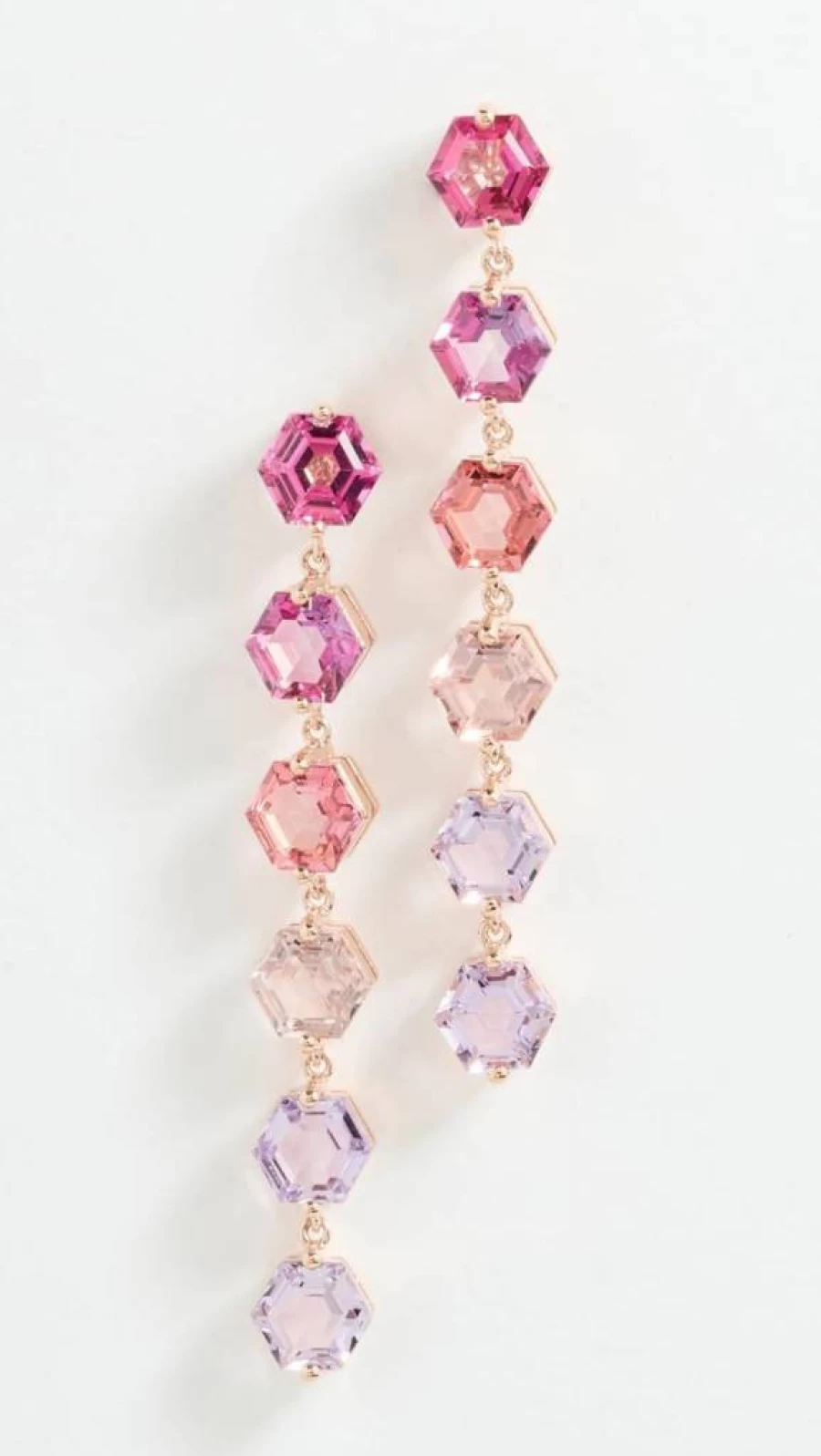 Suzanne Kalan 14K Rose Gold Pink Ombre Drop Earrings – Women's Elegant Six-Diamond Dangle Earrings