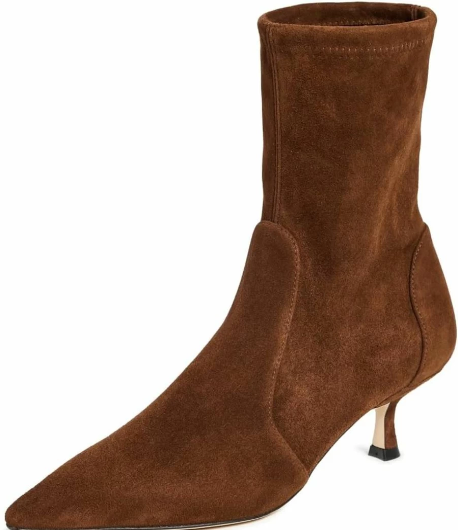 Stuart Weitzman Women's Naomi 50mm Heel Ankle Booties | Leather Chelsea Boots for Women