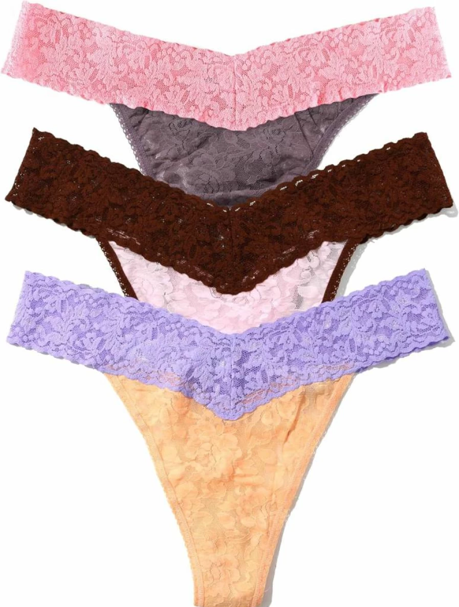Hanky Panky Signature Lace Thongs for Women - Original Rise Lingerie 3 or 5 Pack - One Size Fits 4-14