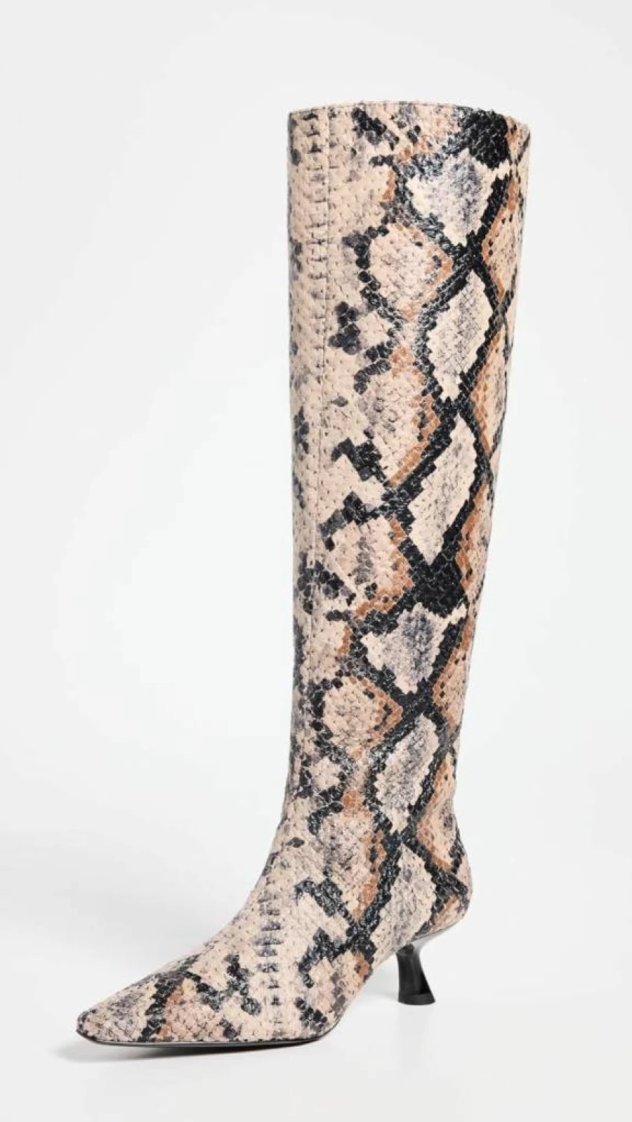 SIMON MILLER USA Women's Snake Print Tall Kuki Boots Leather Fashion Booties