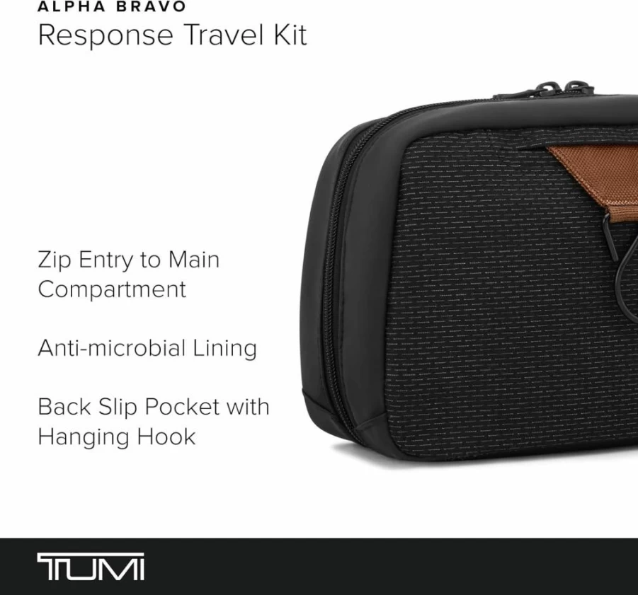 TUMI Alpha Bravo Hanging Toiletry Bag - Water-Resistant Travel Organizer for Men & Women - Compact 6.3x9.5x3.5 Inch Tracer Collection Cosmetic Case
