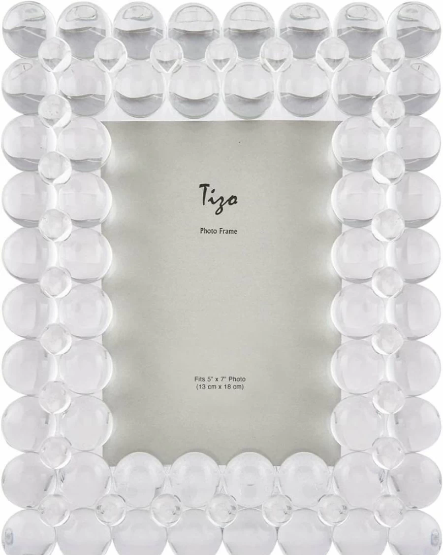 TIZO 5x7 Glass Photo Frame - Crystal Clear Bubbles Design, Premium Boutique Quality Picture Frame for Displaying 5 by 7 Photos