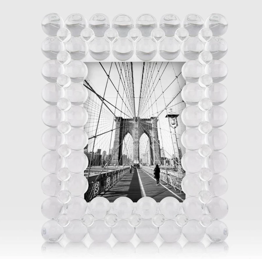 TIZO 5x7 Glass Photo Frame - Crystal Clear Bubbles Design, Premium Boutique Quality Picture Frame for Displaying 5 by 7 Photos