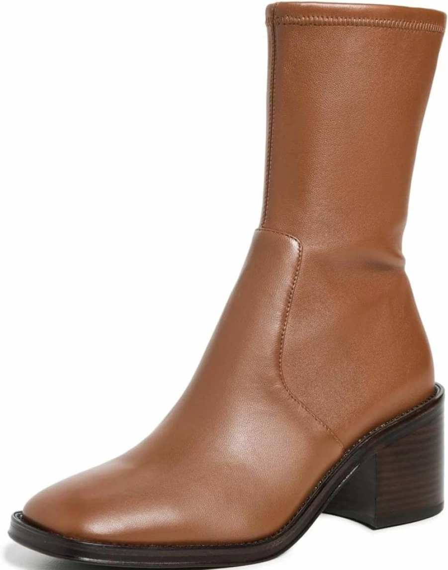 Loeffler Randall Women's Nolan Stretch Ankle Booties | Comfortable Leather Boots for Women | Fashionable Low Heel Booties