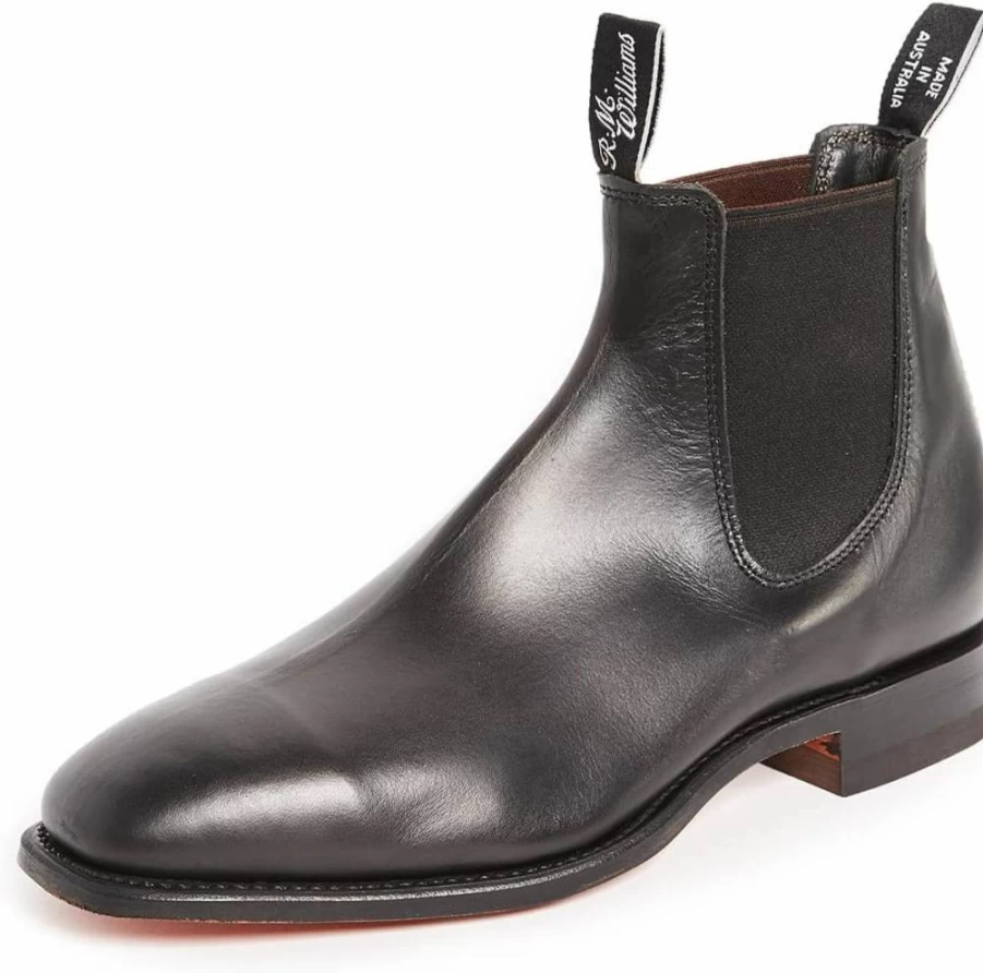 R.M. Williams Men's Classic Leather Chelsea Boots - Black, Size 6