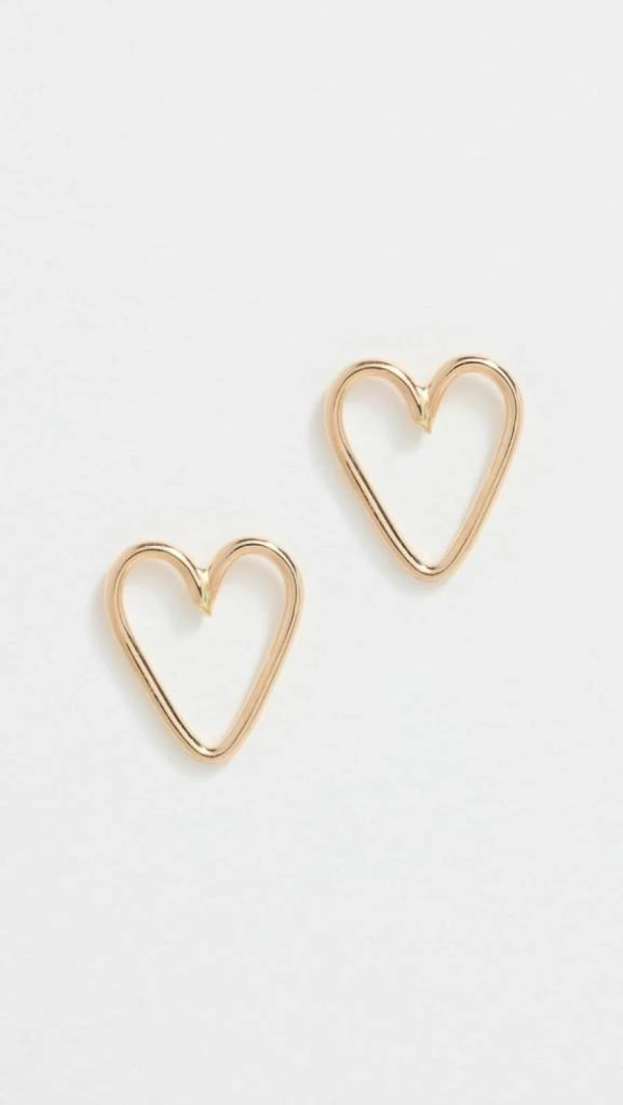 ZOE CHICCO 14K Gold Tiny Open Heart Stud Earrings for Women - Minimalist Dainty Heart Studs