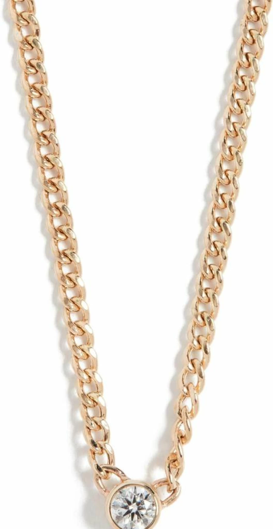 ZOE CHICCO 14K Yellow Gold X-Small Curb Chain Necklace with Diamond Bezel Pendant